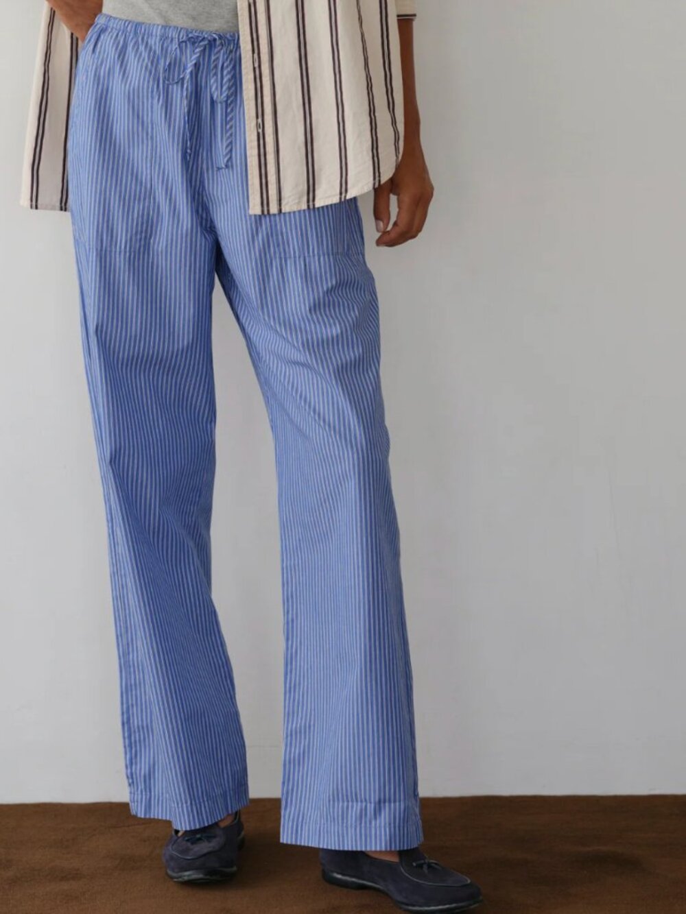 NWT Donni Pop Stripe Drawstring Pant S - Azure Pinstripe SMALL